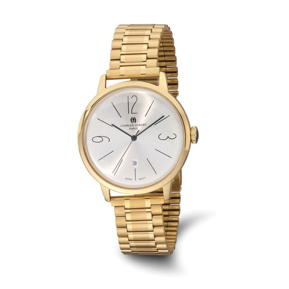 Charles Hubert Mens Stainless Steel IP-plated Silver Dial Watch